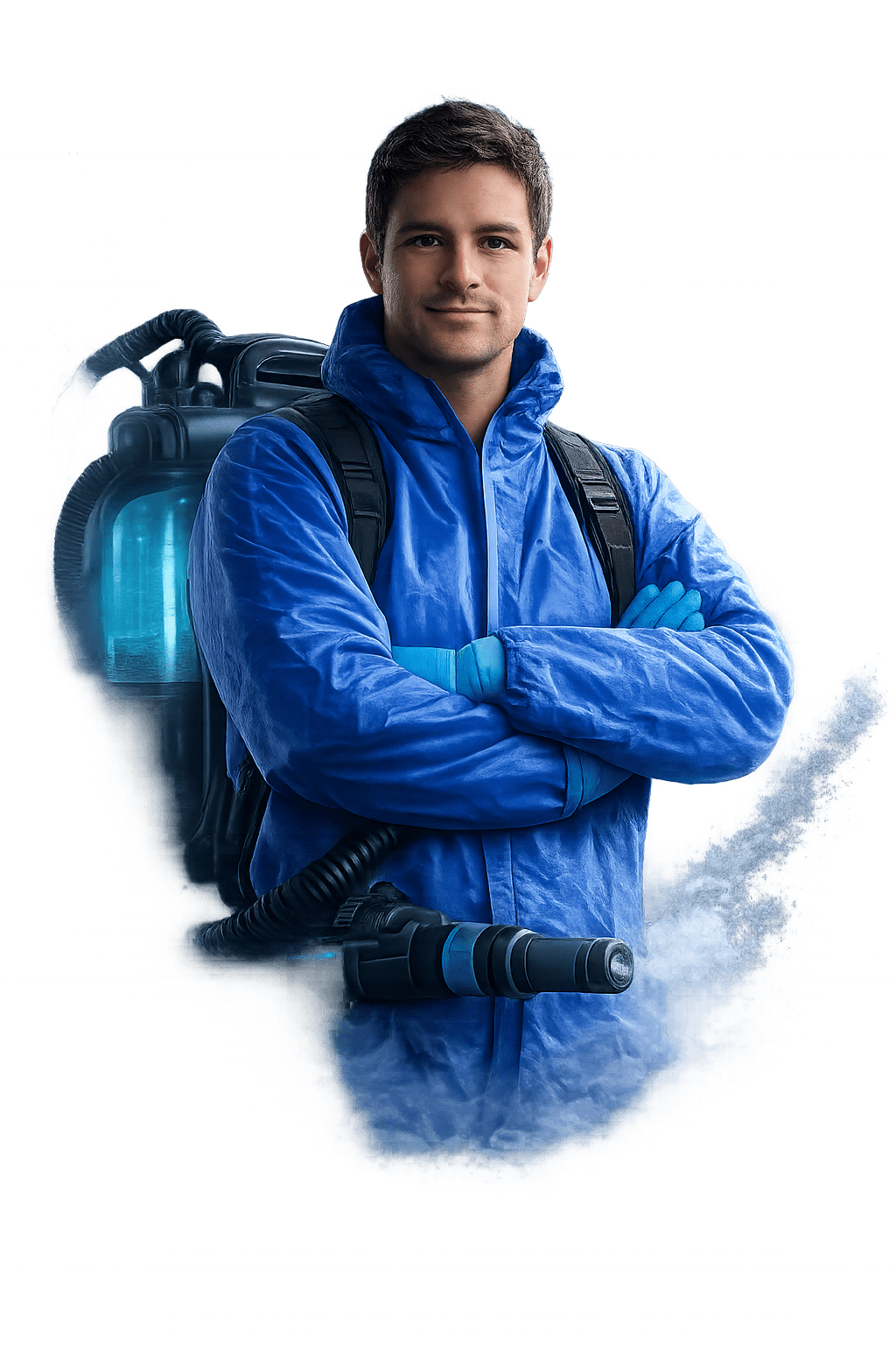 persona desinfectando